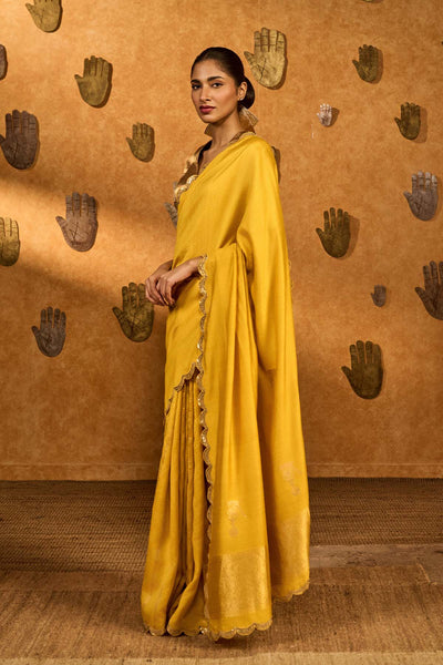 Masaba Yellow Bird Tales Saree indian designer wear online shopping melange singapore 