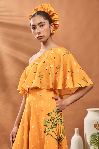 Masaba Yellow Spade Blossom Fusion Set indian designer wear online shopping melange singapore