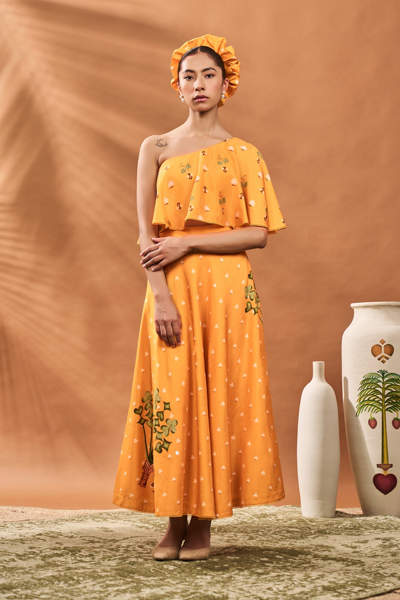 Masaba Yellow Spade Blossom Fusion Set indian designer wear online shopping melange singapore