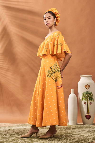 Masaba Yellow Spade Blossom Fusion Set indian designer wear online shopping melange singapore