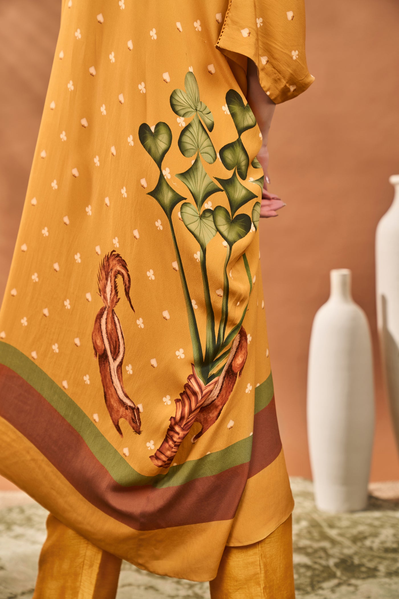 Masaba Yellow Spades Blossom Kurta Set indian designer wear online shopping melange singapore