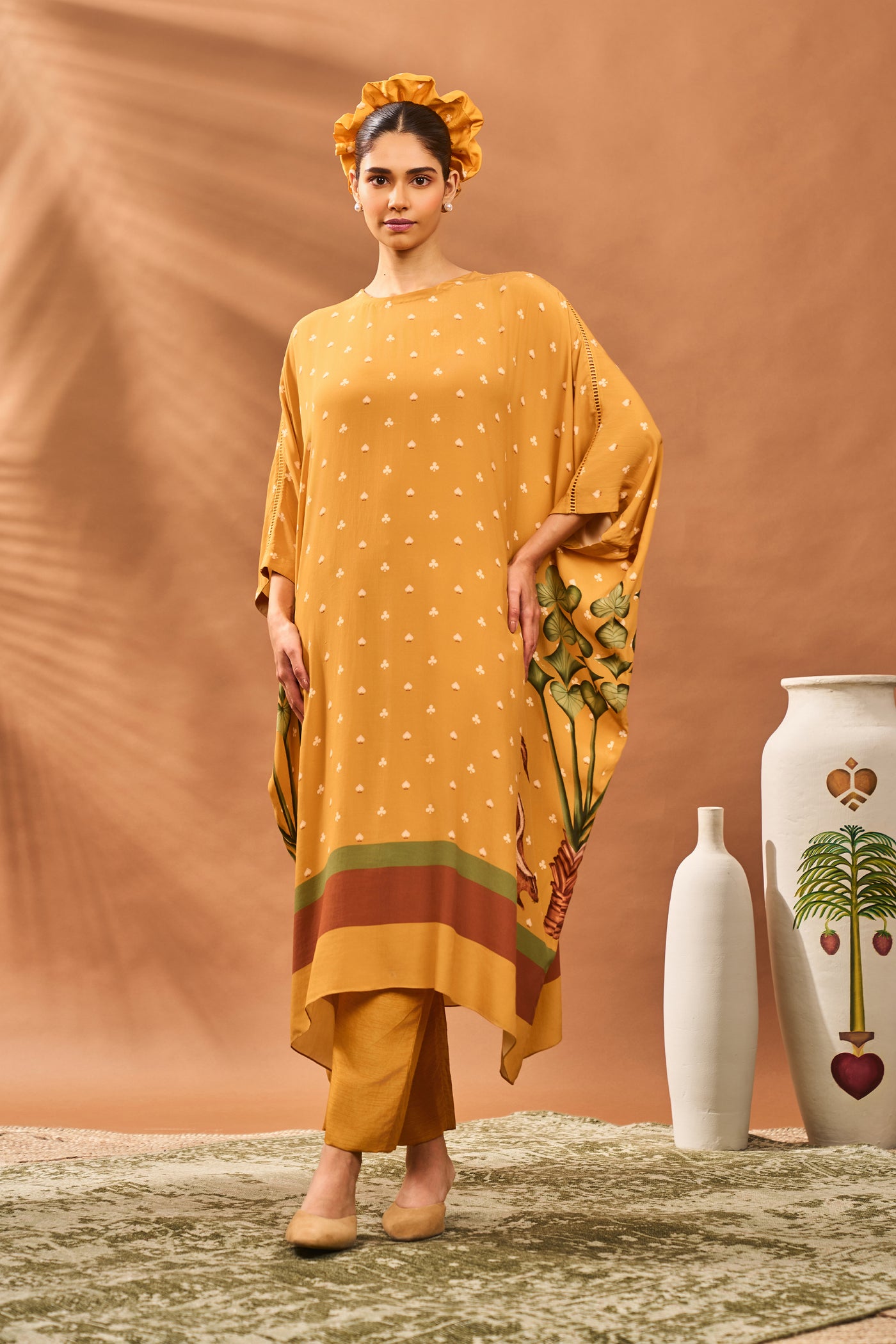 Masaba Yellow Spades Blossom Kurta Set indian designer wear online shopping melange singapore
