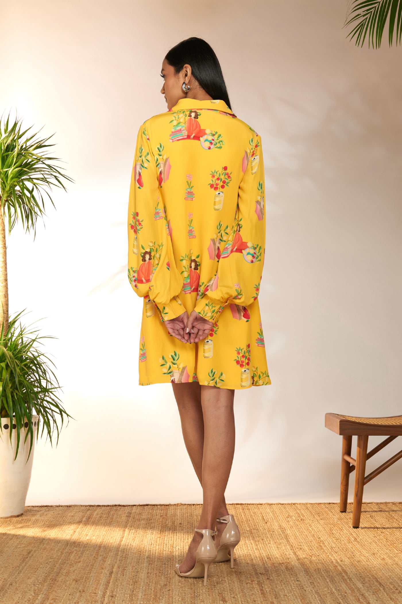 Masaba Yellow Tangy Tango Mini Collared Dress indian designer wear online shopping melange singapore