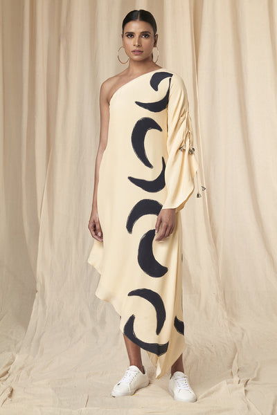 Masaba Ivory Mooncrest One shoulder Dress indian designer wear online shopping melange singapore