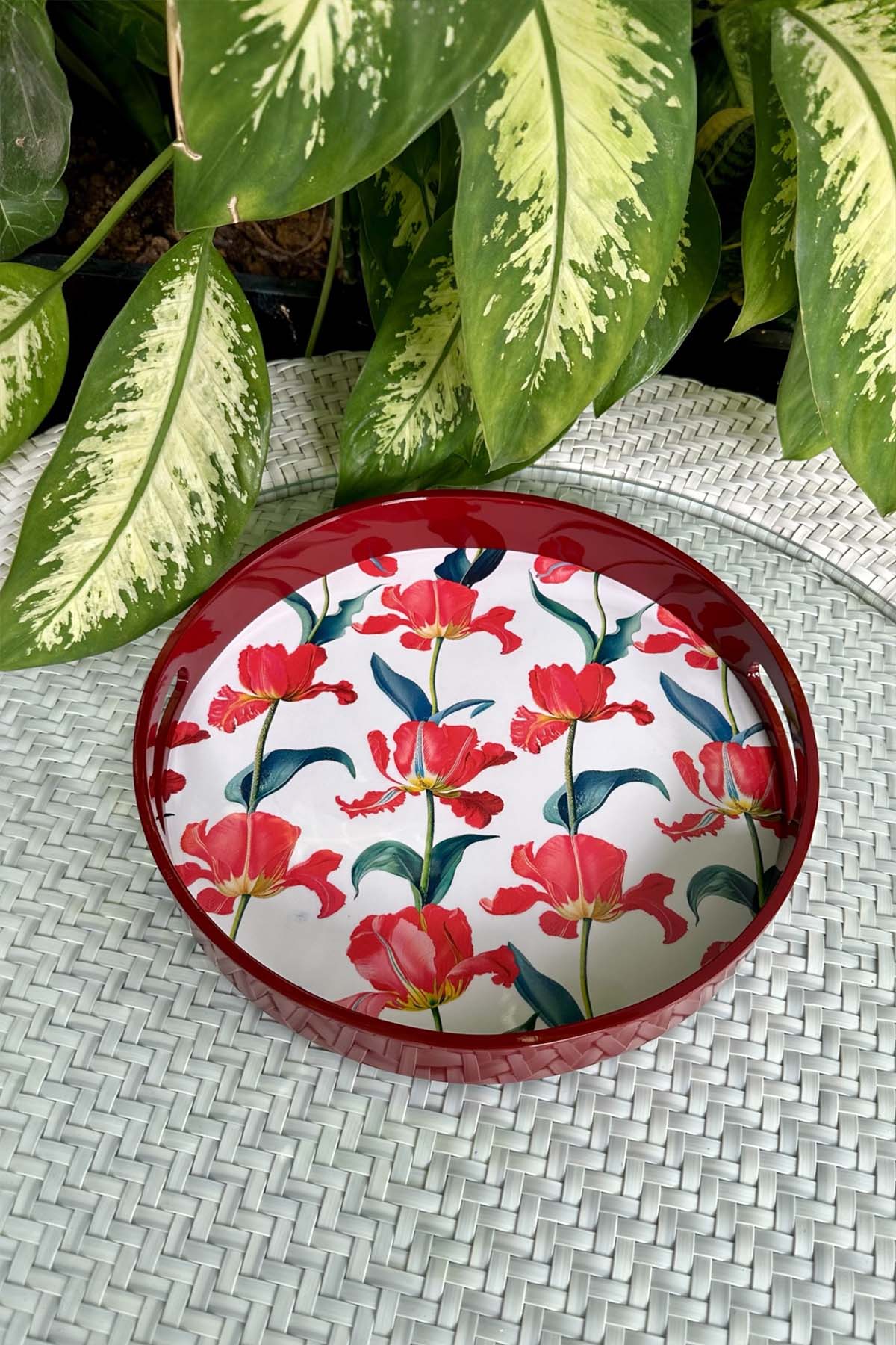 Crimson Bloom Tray
