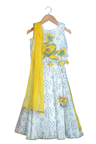 Mi Dulce An'ya Bandhej Lehnga With Floral Embroidery indian designer wear online shopping melange singapore
