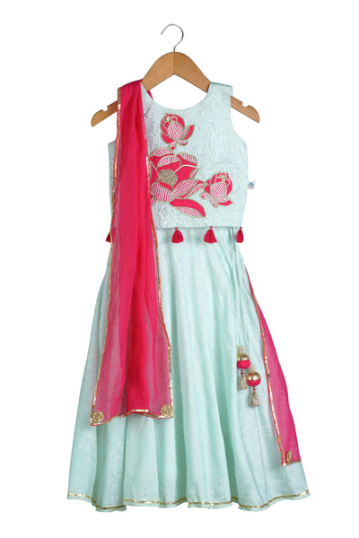 Mi Dulce An'ya Bandhej Lehnga With Floral Embroidery indian designer wear online shopping melange singapore