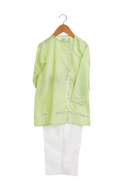 Mi Dulce An'ya Zip Gota Kurta Lemon indian designer wear online shopping melange singapore