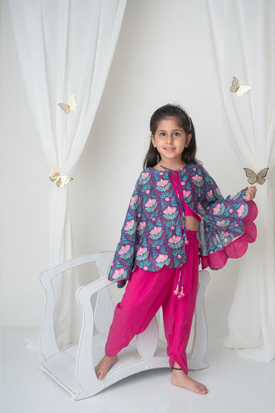 Mi Dulce An'ya Floral Printed Cape And Dhoti Set indian designer wear online shopping melange singapore