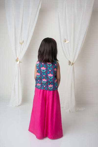 Mi Dulce An'ya Floral Printed Waistcoat And Sharara Set indian designer wear online shopping melange singapore