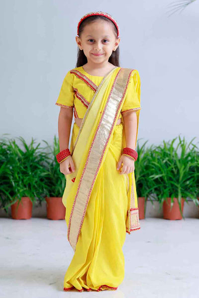 Mi Dulce An'ya Lemon Floral Applique Lehnga Set indian designer wear online shopping melange singapore 