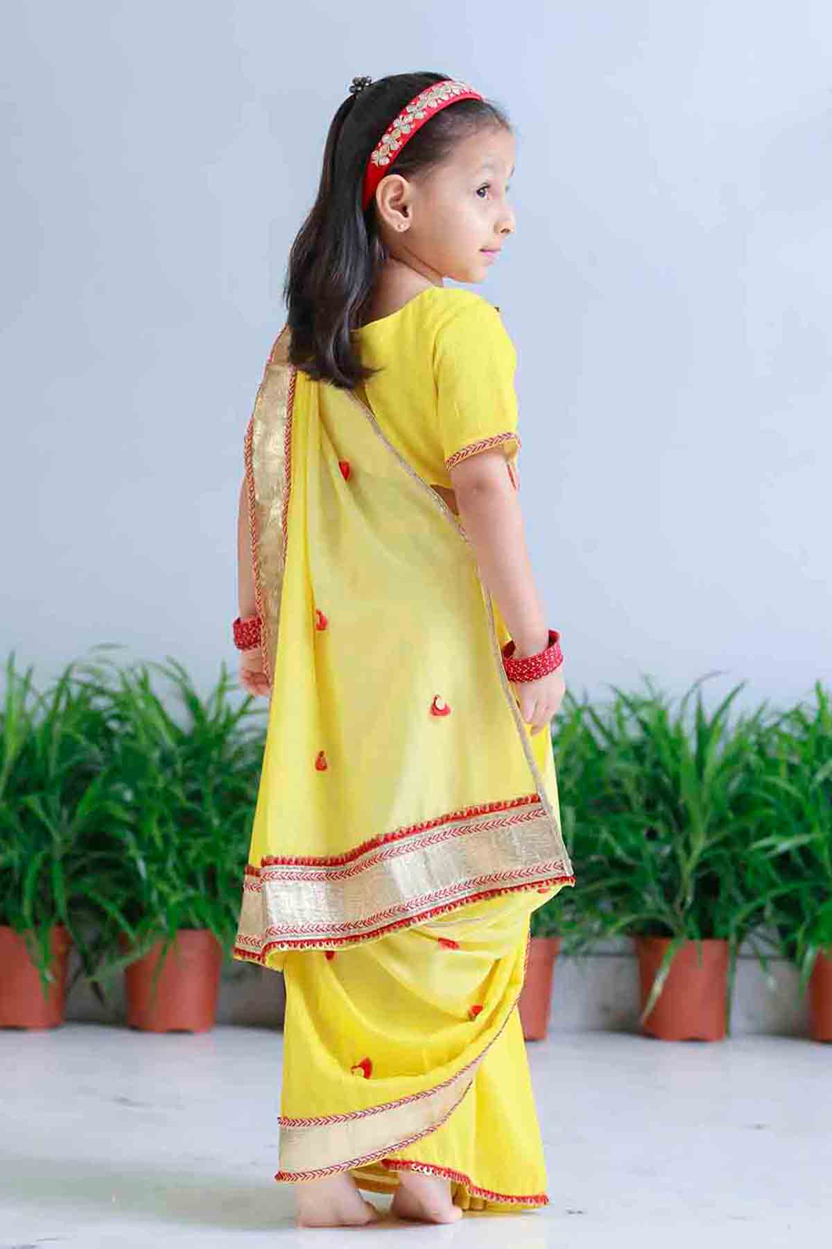 Mi Dulce An'ya Lemon Floral Applique Lehnga Set indian designer wear online shopping melange singapore 