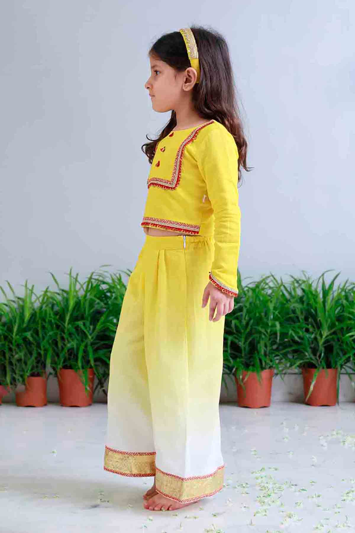 Mi Dulce An'ya Midnight Gold Applique Sharara Jacket Set indian designer wear online shopping melange singapore 