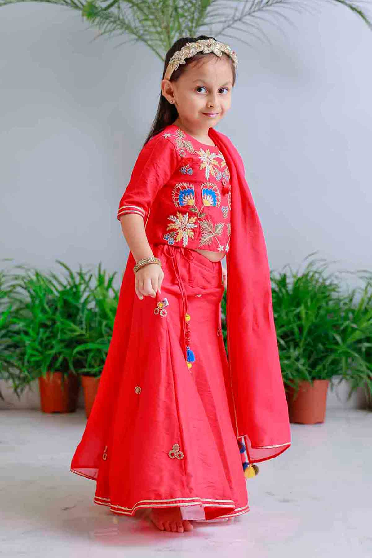 Mi Dulce An'ya Pink Floral Applique Lehnga Set indian designer wear online shopping melange singapore 
