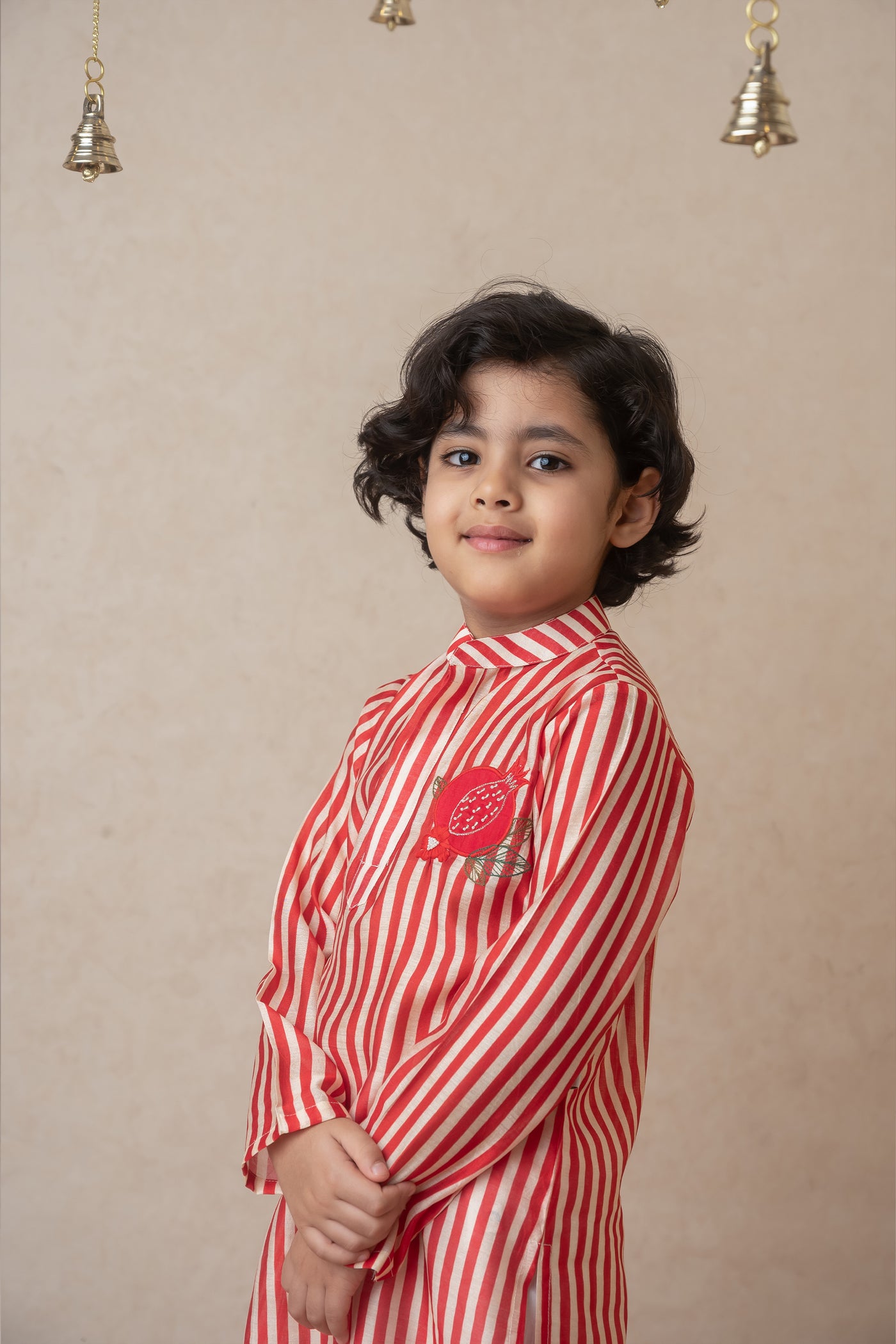 Mi Dulce An'ya Pomegranate Striped Kurta Set indian designer wear online shopping melange singapore