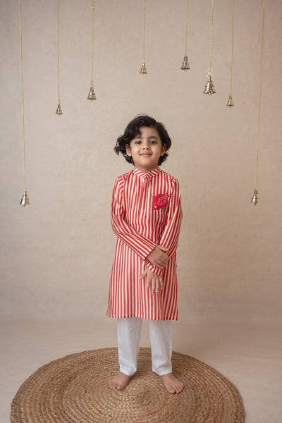 Mi Dulce An'ya Pomegranate Striped Kurta Set indian designer wear online shopping melange singapore