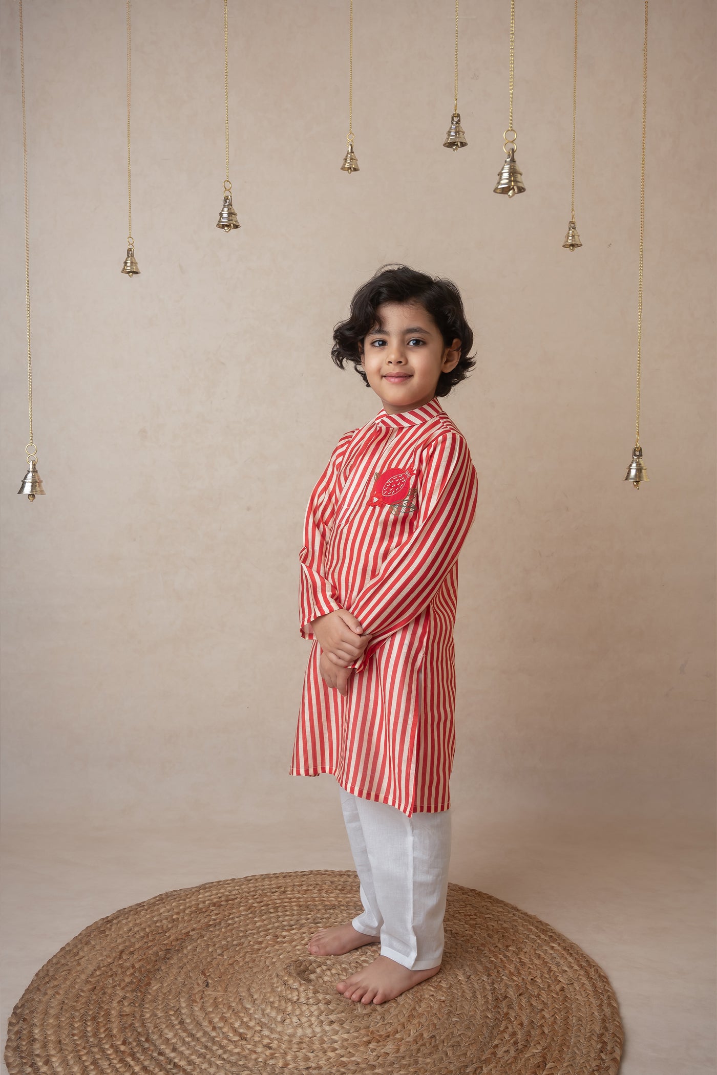 Mi Dulce An'ya Pomegranate Striped Kurta Set indian designer wear online shopping melange singapore