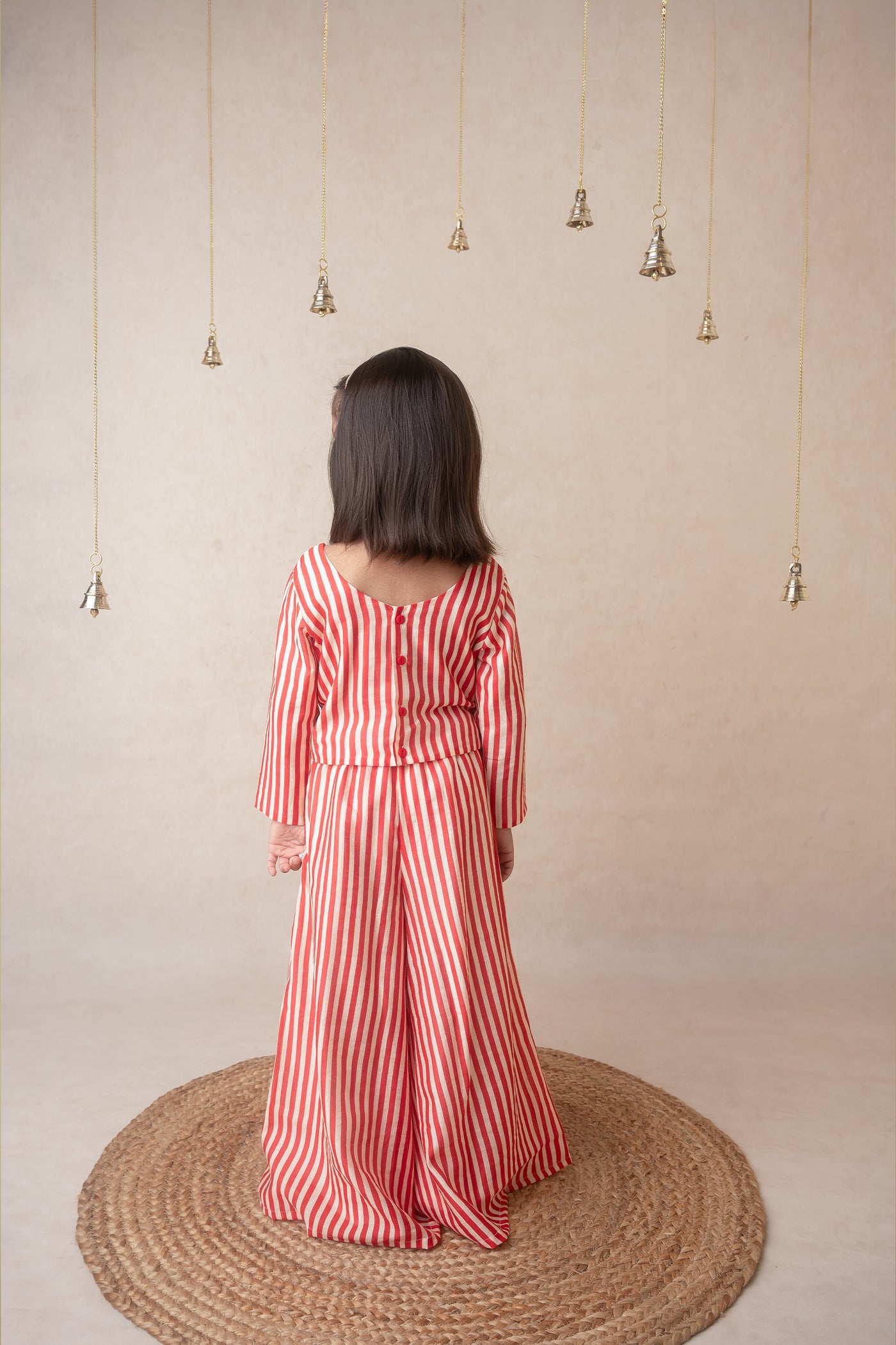 Mi Dulce An'ya Pomegranate Striped Sharara Set indian designer wear online shopping melange singapore