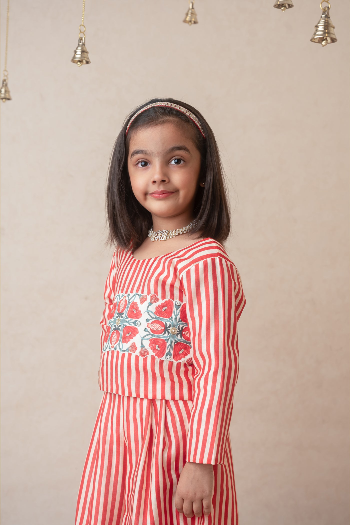 Mi Dulce An'ya Pomegranate Striped Sharara Set indian designer wear online shopping melange singapore