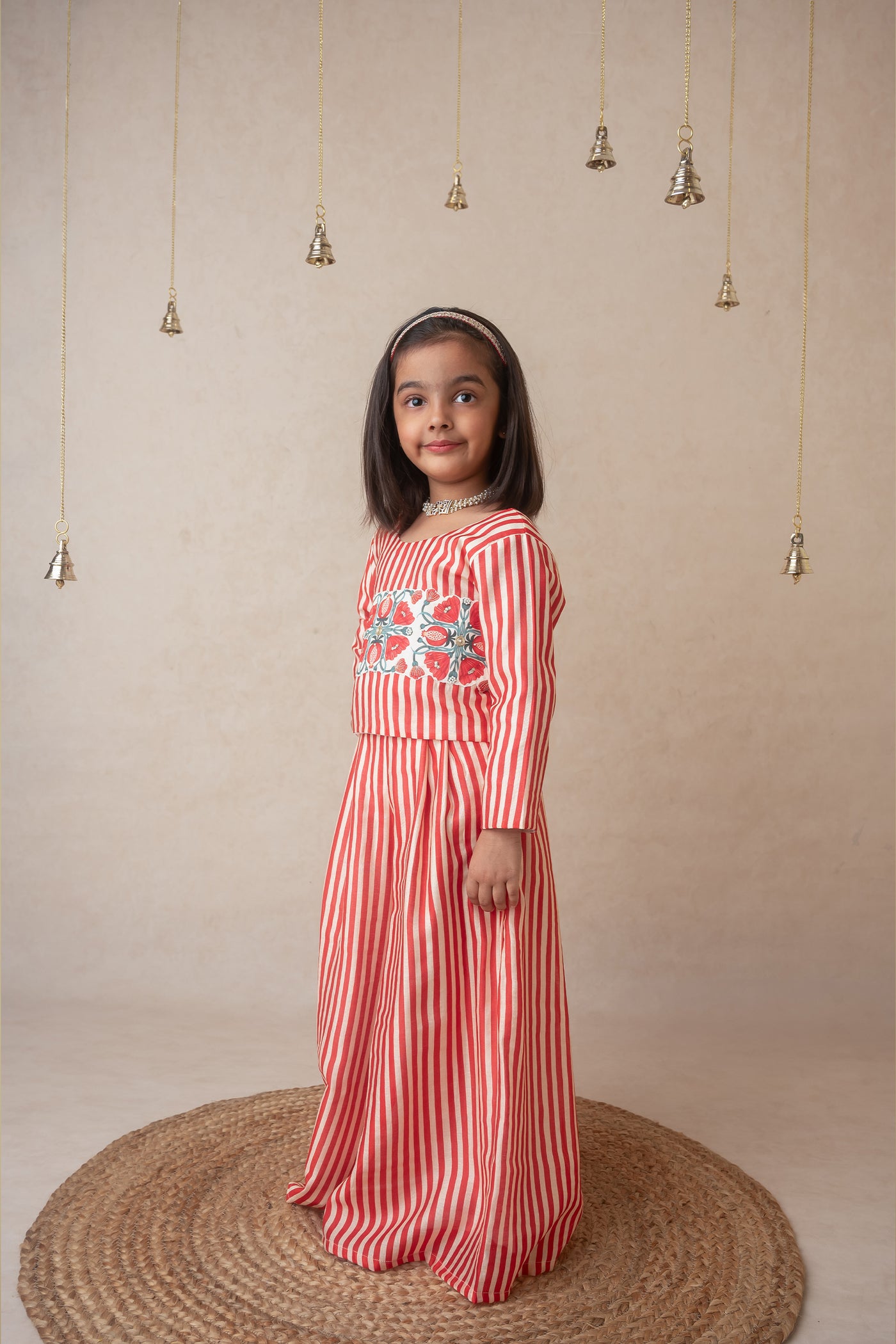 Mi Dulce An'ya Pomegranate Striped Sharara Set indian designer wear online shopping melange singapore