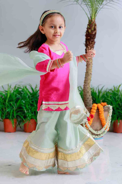 Mi Dulce An'ya Pomegranate Striped Sharara Set indian designer wear online shopping melange singapore 