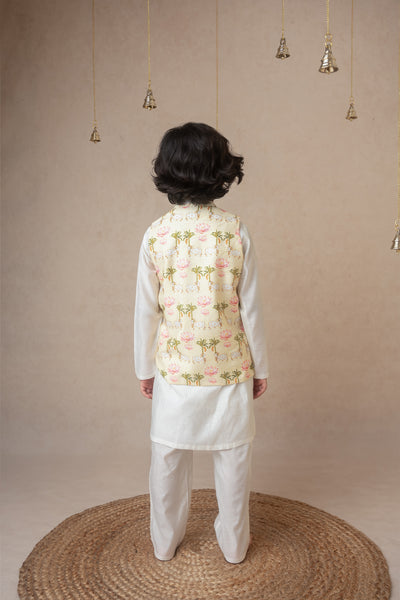Mi Dulce An'ya Traditional Pichwai Printed Bundhgala And Kurta Set indian designer wear online shopping melange singapore