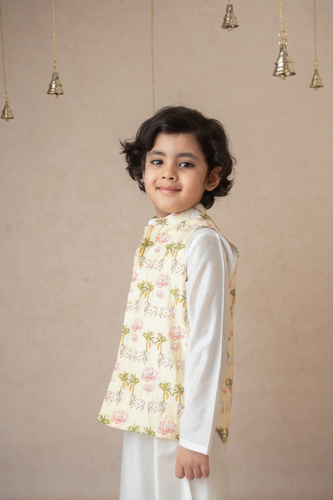 Mi Dulce An'ya Traditional Pichwai Printed Bundhgala And Kurta Set indian designer wear online shopping melange singapore