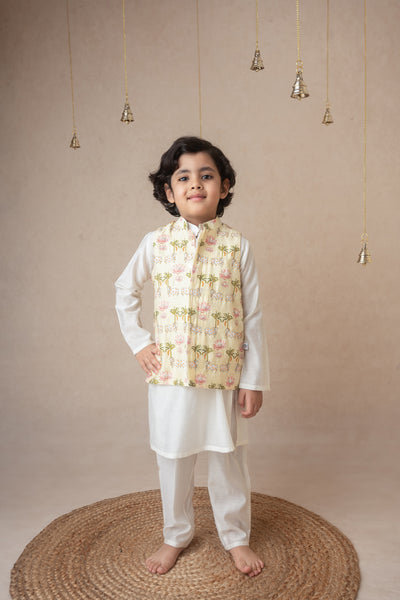 Mi Dulce An'ya Traditional Pichwai Printed Bundhgala And Kurta Set indian designer wear online shopping melange singapore