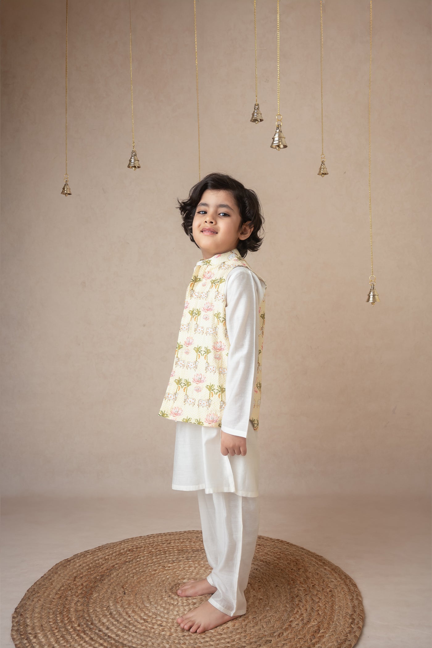 Mi Dulce An'ya Traditional Pichwai Printed Bundhgala And Kurta Set indian designer wear online shopping melange singapore