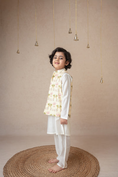 Mi Dulce An'ya Traditional Pichwai Printed Bundhgala And Kurta Set indian designer wear online shopping melange singapore