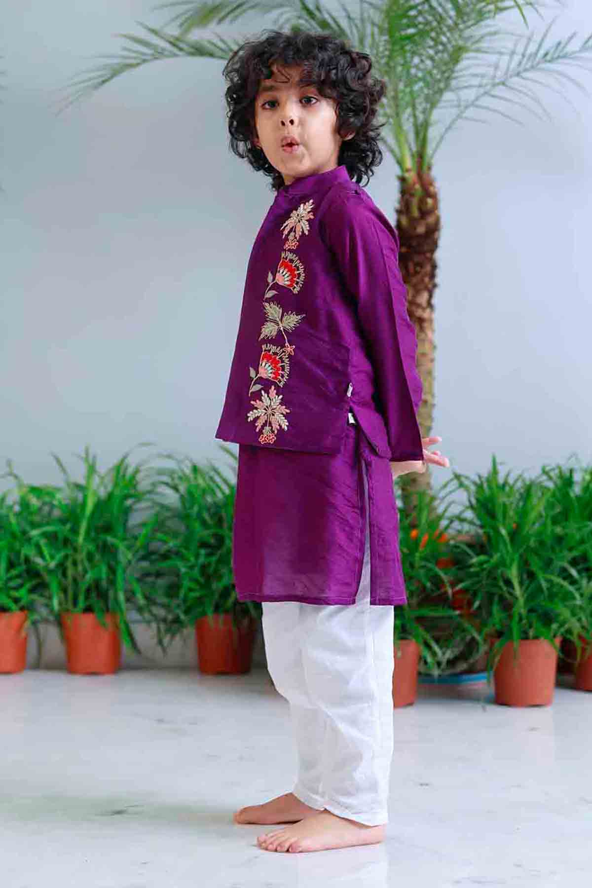 Mi Dulce An'ya Traditional Pichwai Printed Bundhgala And Kurta Set indian designer wear online shopping melange singapore 