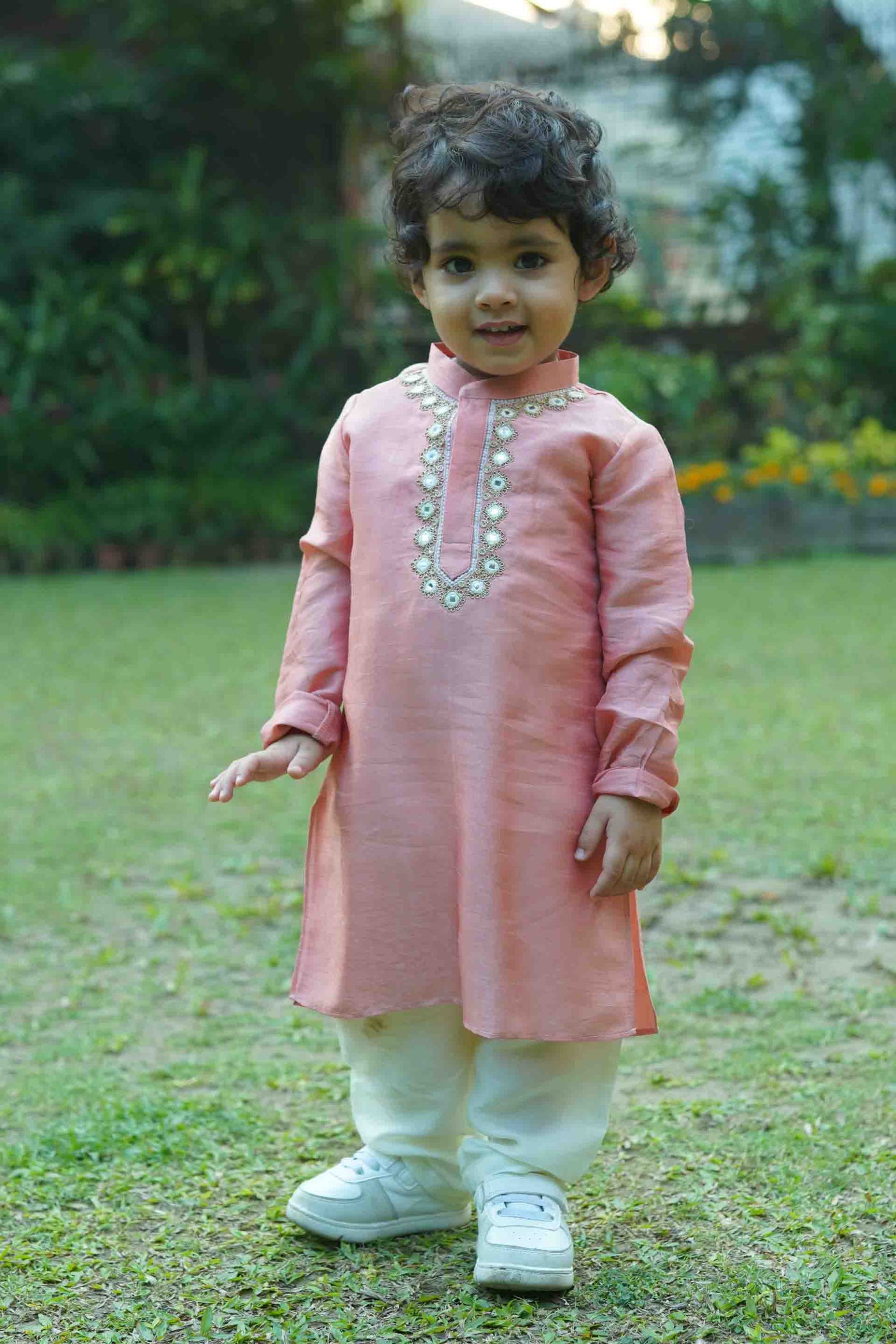 Mi Dulce Anya Blush Mirrorwork Kurta Set indian designer wear online shopping melange singapore