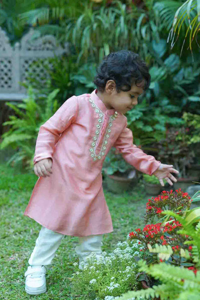 Mi Dulce Anya Blush Mirrorwork Kurta Set indian designer wear online shopping melange singapore