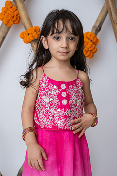 Mi Dulce Anya Embroidered Crop Top With Shaded Pants indian designer wear online shopping melange singapore