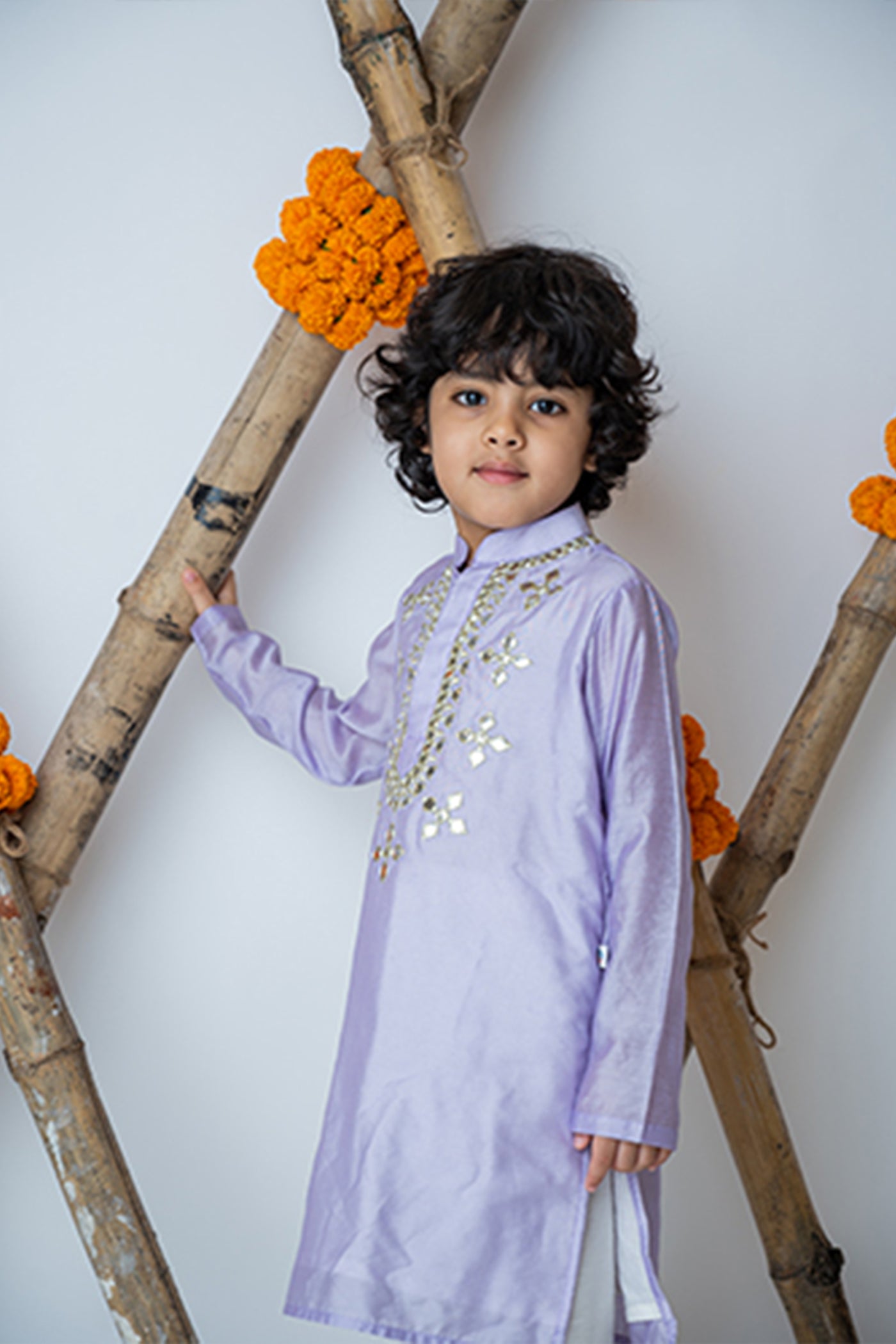 Mi Dulce Anya Mirror Embroidery Kurta Set Lilac indian designer wear online shopping melange singapore