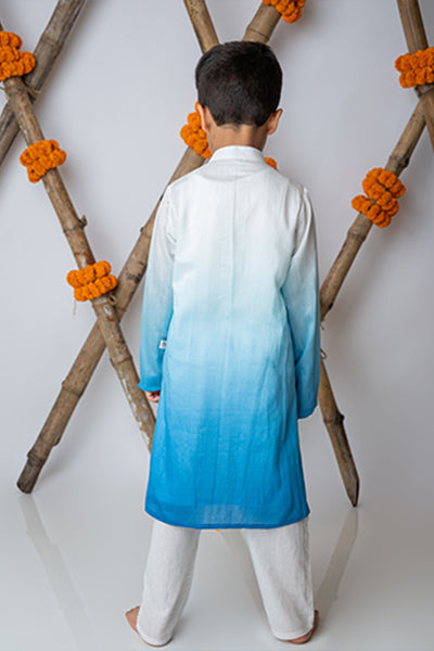 Mi Dulce Anya Shaded Kurta With Motif Set Cobalt indian designer wear online shopping melange singapore