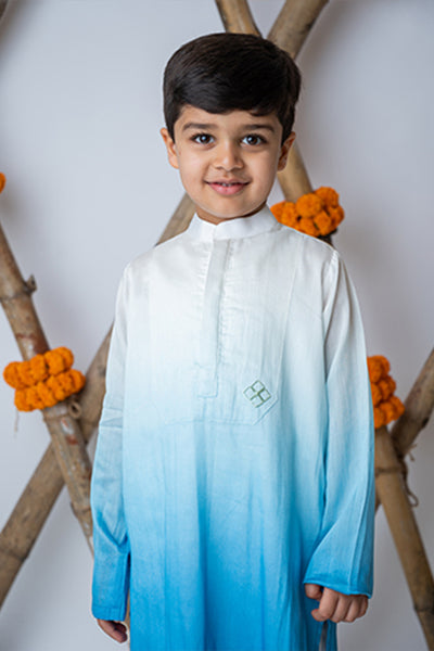 Mi Dulce Anya Shaded Kurta With Motif Set Cobalt indian designer wear online shopping melange singapore