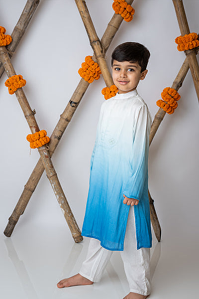 Mi Dulce Anya Shaded Kurta With Motif Set Cobalt indian designer wear online shopping melange singapore