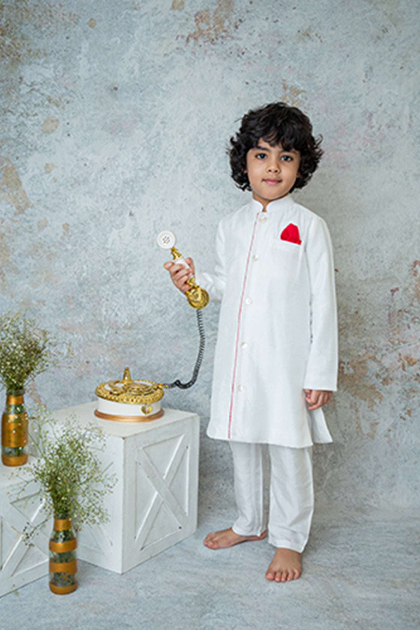 Mi Dulce Anya Silk Sherwani With Contrast Detailing indian designer wear online shopping melange singapore