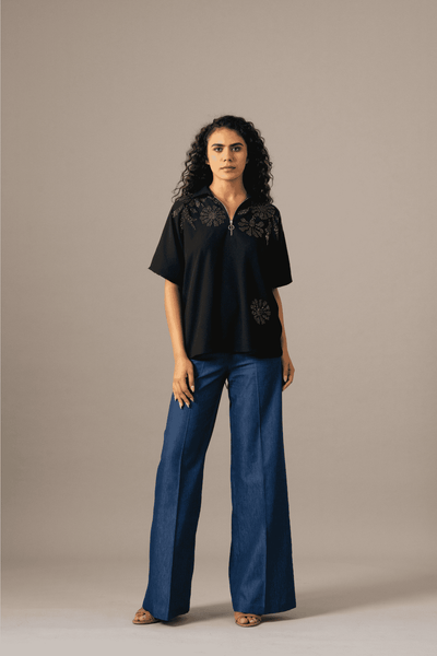 Namrata Joshipura Grace Backtie Zipper Top indian designer wear online shopping melange singapore 