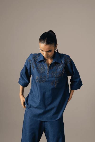 Namrata Joshipura Grace Zipper Top With Pants indian designer wear online shopping melange singapore 