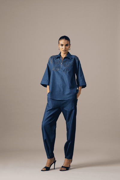 Namrata Joshipura Grace Zipper Top With Pants indian designer wear online shopping melange singapore 