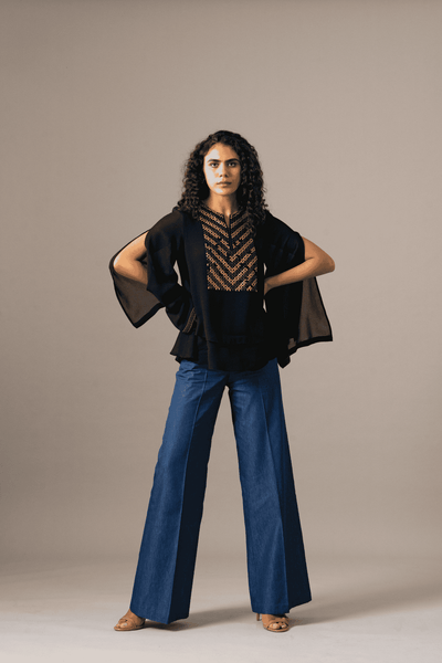 Namrata Joshipura Matrix Zipper Double Layer Top indian designer wear online shopping melange singapore 