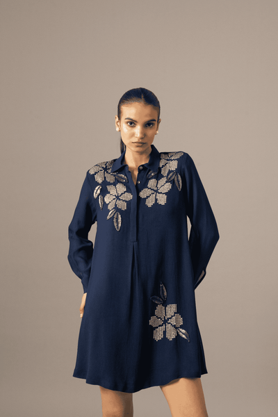 Namrata JoshipuraMoonflower Front Pleat Dress indian designer wear online shopping melange singapore 