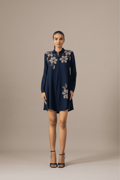 Namrata JoshipuraMoonflower Front Pleat Dress indian designer wear online shopping melange singapore 