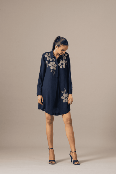 Namrata JoshipuraMoonflower Front Pleat Dress indian designer wear online shopping melange singapore 