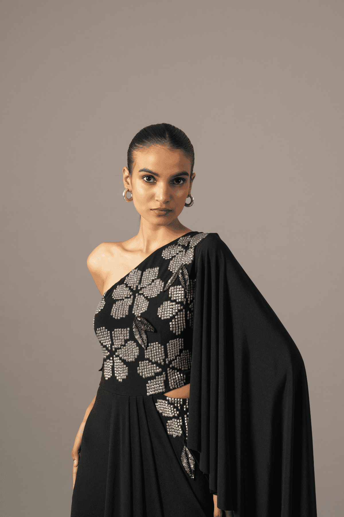Namrata Joshipura Moonflower One Shoulder Gown indian designer wear online shopping melange singapore 