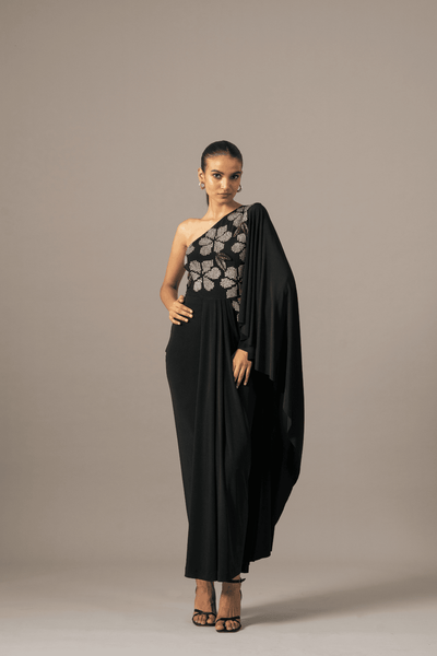 Namrata Joshipura Moonflower One Shoulder Gown indian designer wear online shopping melange singapore 