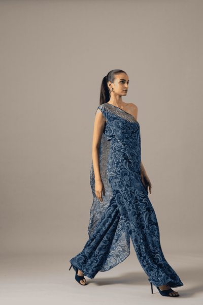 Namrata Joshipura Paisley One Shoulder Fern Jumpsuit indian designer wear online shopping melange singapore 
