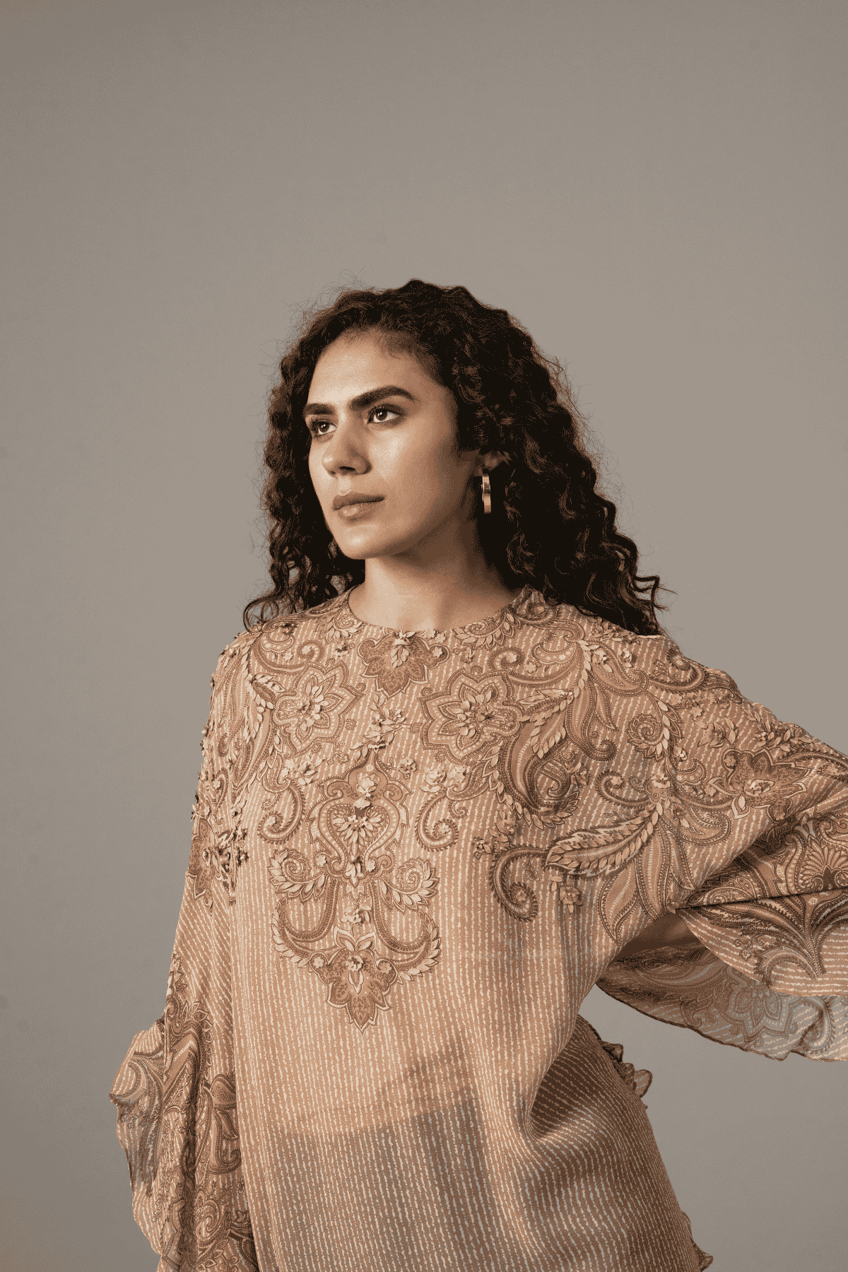 Namrata Joshipura Paisley Print Side Frill Tunic indian designer wear online shopping melange singapore 
